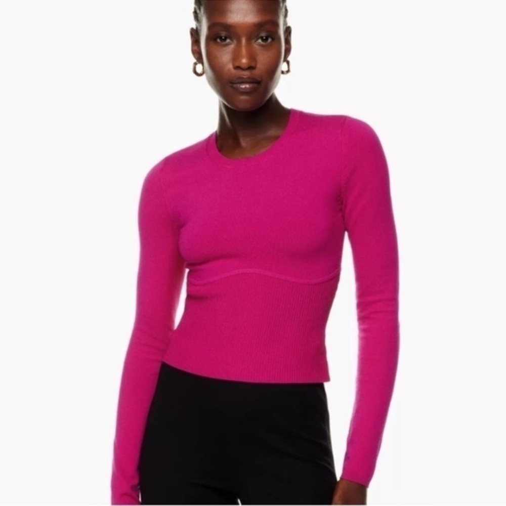 NEW Aritzia Babaton Sculpt Knit Empire Longsleeve Corset Sweater Size XS